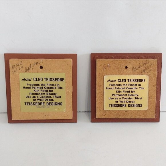 Vintage Set Of Cleo Teissedre 1992 Native American Tiles Kokopelli Abstract Art - Picture 6 of 7